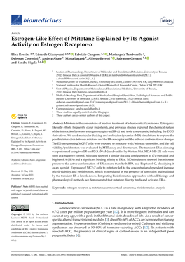 Estrogen-Like Effect of Mitotane Explained by Its Agonist Activity on Estrogen Receptor-Α