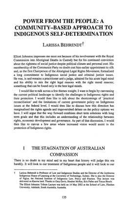 A Community-Based Approach to Indigenous Self-Determination