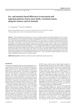 Sex- and Maturity-Based Differences in Movement and Migration Patterns of Grey Nurse Shark, Carcharias Taurus, Along the Eastern Coast of Australia