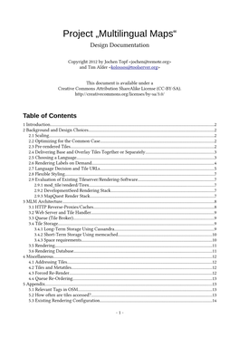 Project „Multilingual Maps“ Design Documentation