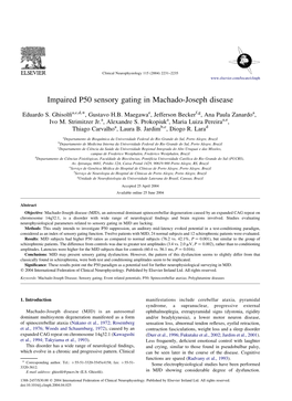 Impaired P50 Sensory Gating in Machado-Joseph Disease