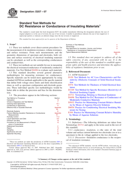 DC Resistance Or Conductance of Insulating Materials1