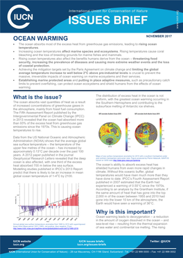 OCEAN WARMING • the Ocean Absorbs Most of the Excess Heat from Greenhouse Gas Emissions, Leading to Rising Ocean Temperatures