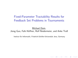 Fixed-Parameter Tractability Results for Feedback Set Problems in Tournaments