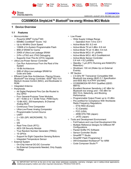 CC2650MODA Simplelink™ Bluetooth® Low Energy Wireless MCU Module