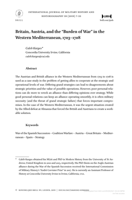 Britain, Austria, and the “Burden of War” in the Western Mediterranean, 1703–1708