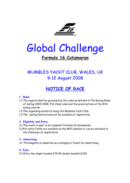 Global Challenge Formula 16 Catamaran