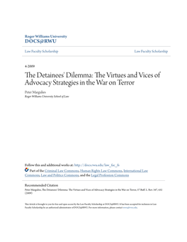 The Virtues and Vices of Advocacy Strategies in the War on Terror