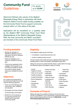 Community Fund Form Guidelines