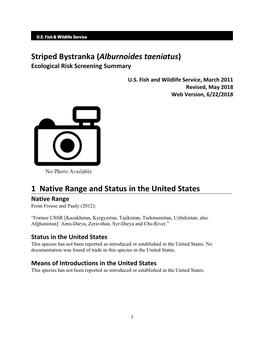 Alburnoides Taeniatus) Ecological Risk Screening Summary