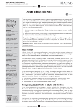 Acute Allergic Rhinitis