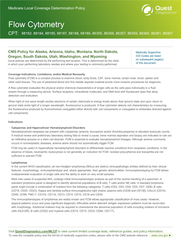 Flow Cytometry CPT: 88182, 88184, 88185, 88187, 88188, 88189, 86355, 86356, 86357, 86359, 86360, 86361, 86367
