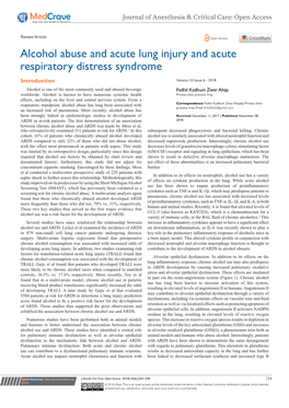 Alcohol Abuse and Acute Lung Injury and Acute Respiratory Distress