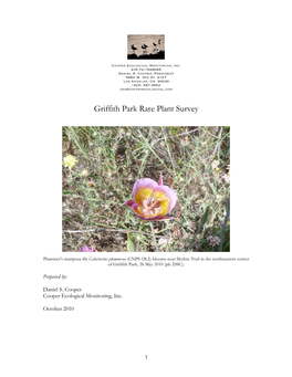 Griffith Park Rare Plant Survey