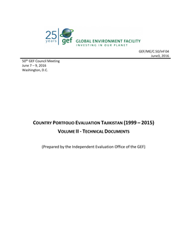 Country Portfolio Evaluation Tajikistan (1999 – 2015) Volume Ii - Technical Documents