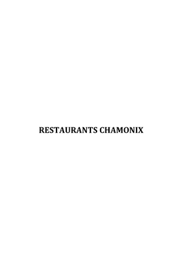 Restaurants Chamonix
