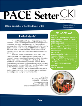 Official Newsletter of the Ohio District of CKI Volume 31 Issue 2 September 2010