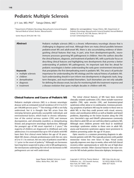 Pediatric Multiple Sclerosis