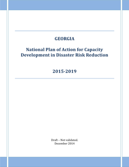 GEORGIA National Plan of Action for Capacity Development in Disaster