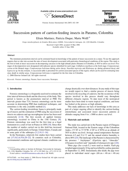 Succession Pattern of Carrion-Feeding Insects in Paramo, Colombia