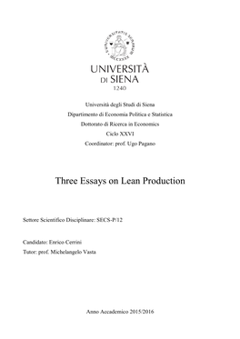Three Essays on Lean Production