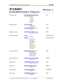 PIANO Section 1 CLASS 100 Pre-Grade 1: Choose Two