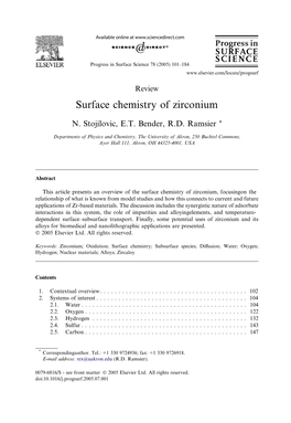 Surface Chemistry of Zirconium