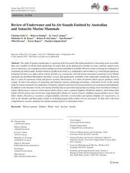 Review of Underwater and In-Air Sounds Emitted by Australian and Antarctic Marine Mammals