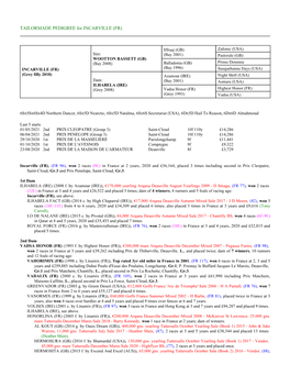 TAILORMADE PEDIGREE for INCARVILLE (FR)