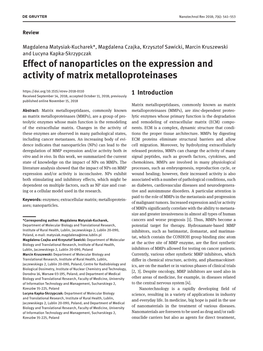 Effect of Nanoparticles on the Expression and Activity of Matrix Metalloproteinases