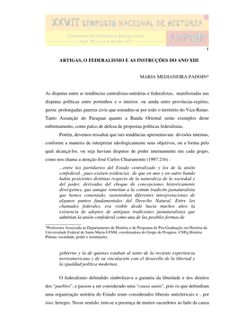 Artigas, O Federalismo E As Instruções Do Ano Xiii