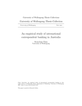 An Empirical Study of International Correspondent Banking in Australia