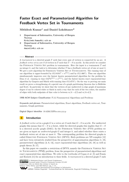 Faster Exact and Parameterized Algorithm for Feedback Vertex Set in Tournaments