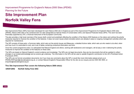 Site Improvement Plan Norfolk Valley Fens