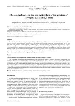 Chorological Notes on the Non-Native Flora of the Province of Tarragona (Catalonia, Spain)