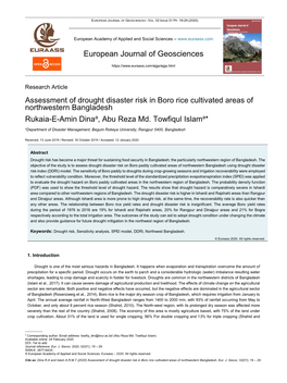 European Journal of Geosciences - Vol