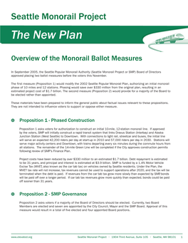 Seattle Monorail Project the New Plan