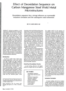 Effect of Deoxidation Sequence on Carbon Manganese Steel Weld Metal Microstructures