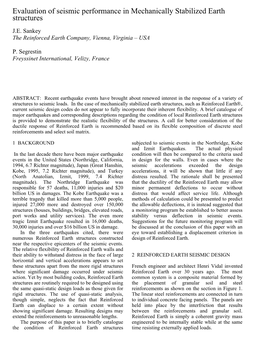 Evaluation of Seismic Performance in Mechanically Stabilized Earth Structures