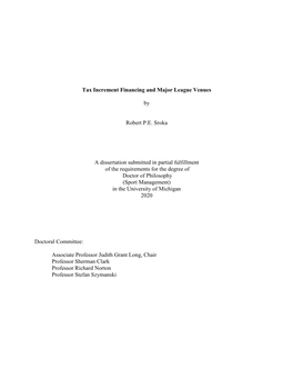 Tax Increment Financing and Major League Venues
