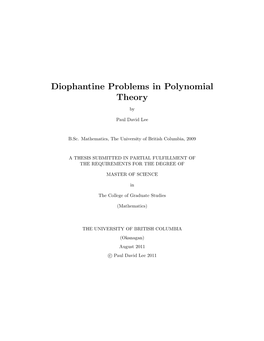 Diophantine Problems in Polynomial Theory