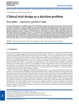 Clinical Trial Design As a Decision Problem