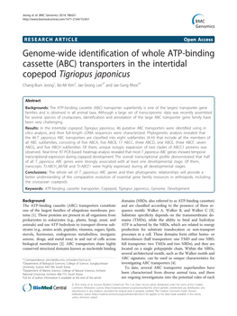 Genome-Wide Identification of Whole ATP-Binding Cassette (ABC)