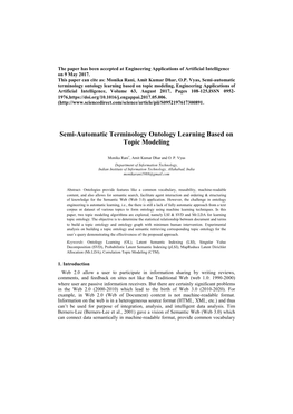 Semi-Automatic Terminology Ontology Learning Based on Topic Modeling