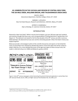 A5: Kimberlites in the Cayuga Lake Region of Central New York: the Six Mile Creek, Williams Brook, and Taughannock Creek Dikes David G
