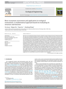 River Ecosystem Assessment and Application in Ecological Restorations: a Mathematical