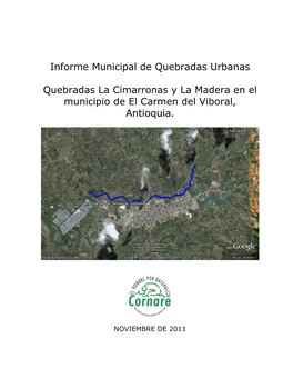 Informe Municipal De Quebradas Urbanas Quebradas La Cimarronas