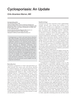 Cyclosporiasis: an Update