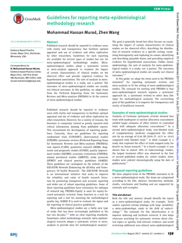 Guidelines for Reporting Meta-Epidemiological Methodology Research