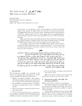 The Arabi System — TEX Writes in Arabic and Farsi